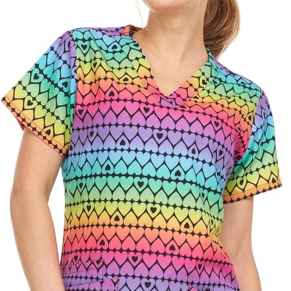 2X MediChic Medical Uniform Scrub Top Printed - Picture 3 of 3